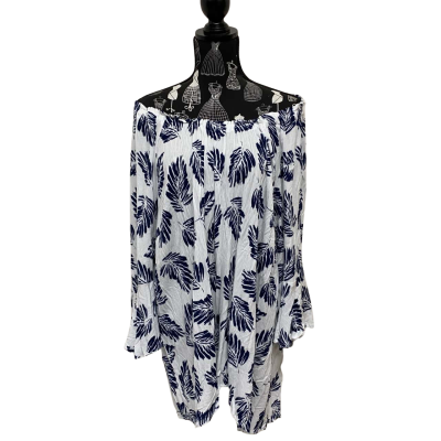 Autograph Womens  Size 22 Off-the-Shoulder Top Navy Blue Floral & White BNWT