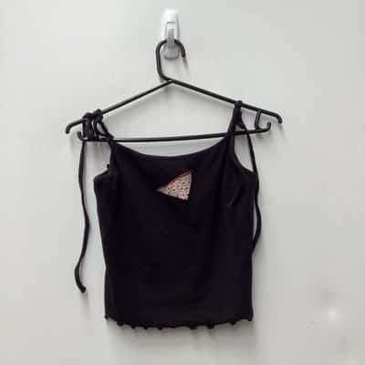 Dangerfield Womens  Size 14 Singlet Top Black  with Pattern 