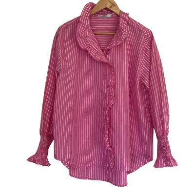 Zjoosh.  Pure Cotton Pink Striped Shirt.   Size 14 