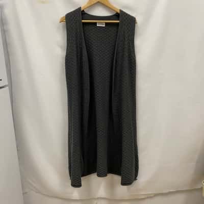 MS Divine Australia Women's 100% Cotton Knit Open Long Cardigan Size M / S Grey 