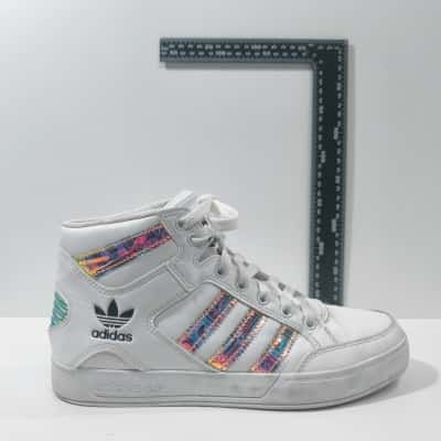 Adidas High Court White Iridescent Unisex Size 5US 4.5UK Sneakers Striped / White PreOwned 