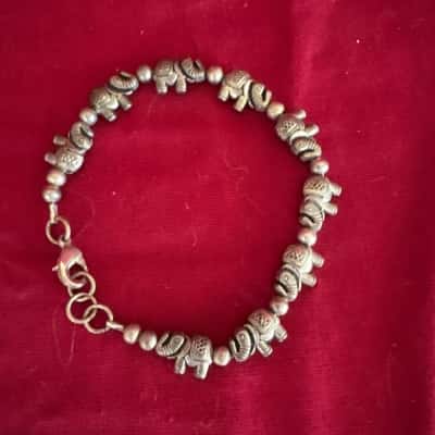 Women's Silver Tone Elephant Charm Bracelet 