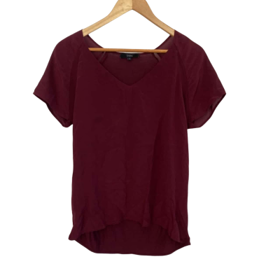 Saba Silk Womens  Size 12 Short Sleeve Top Maroon 