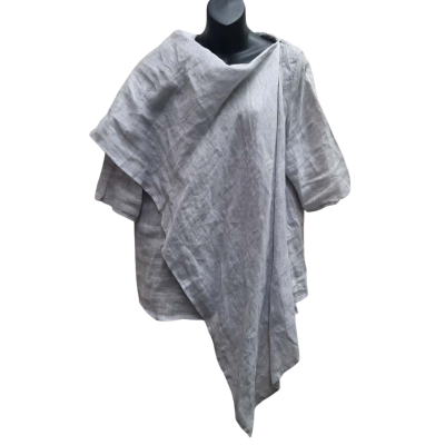 ZEPHYR Size L Light Grey Layered Asymmetrical Top