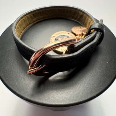  Mimco leather bracelet with rose gold-toned hardware