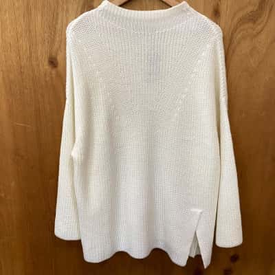Katies Off-White Asymmetrical Split Front Jumper Size XL