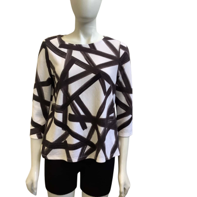 Brand New Phase Eight Womens  Size 12 Brush Stroke Top Black / White