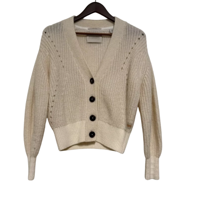 As New Scotch & Soda Womens Size XS Relaxed Cropped Dropped Shoulder Knit Cardigan Beige 