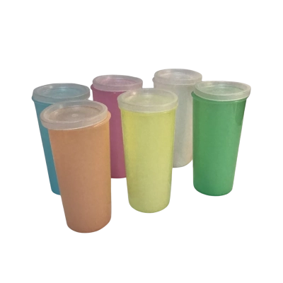 6 x Pastel Tupperware Tumblers with Lids