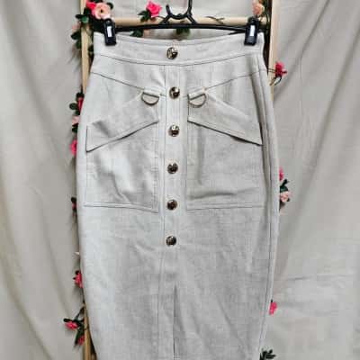 Womens Sheike White Linen Skirt Size 10