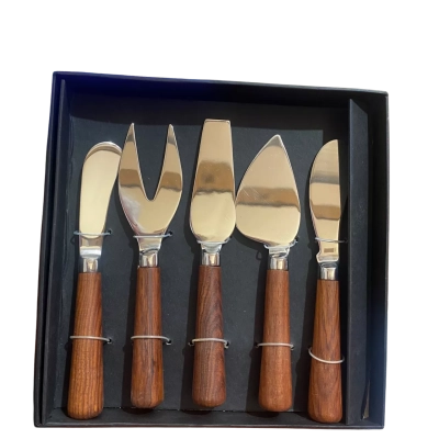 Acacia S/Steel cheese board knife set 