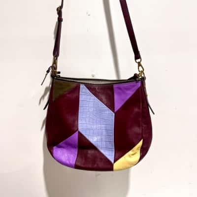 Fossil Womens Cross Body Bag Black  / Maroon / Purple / Yellow 