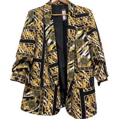 Boohoo Unisex  Size 18 Blazer Black  / White / Yellow 