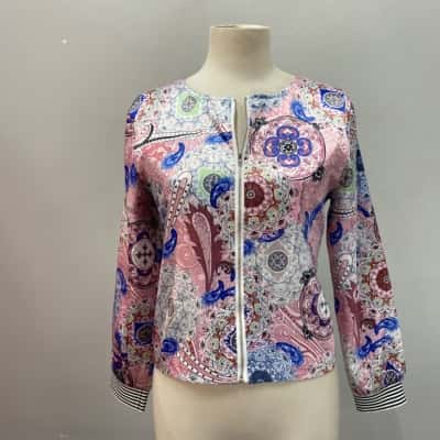  Meiya Aulaye  Size M Zip Up Sateen Paisley print Top/ Jacket 