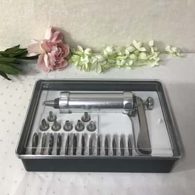 Stainless Steel Cookie Press Gun and Icing Set in Case
