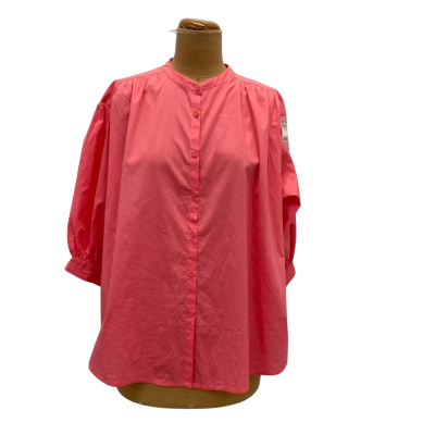 TIRELLI Full Gathered Button Front Shirt Womens  Size XS Pink  