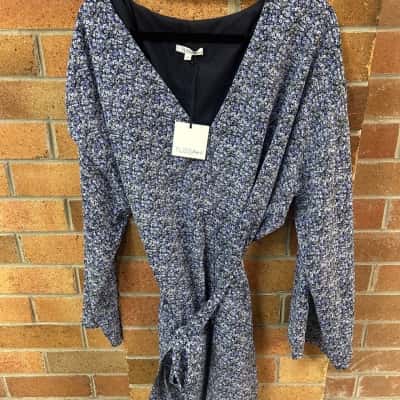 Tussah Womens  Size 14 Mini Dress Indigo Floral 