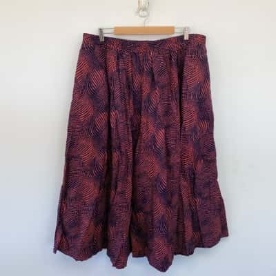 Zuri Oud Navy Blue Orange Print Wide Leg Shorts Size XXL 