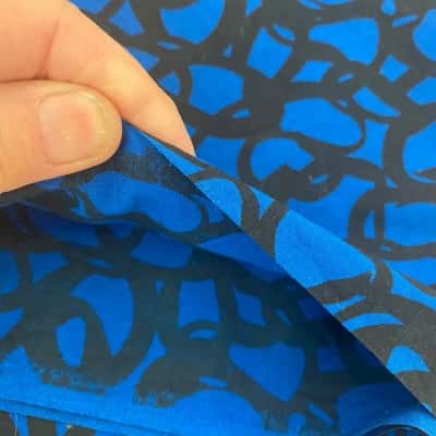 Black Blue Cotton Mix Fabric 105 x 300    Fab5