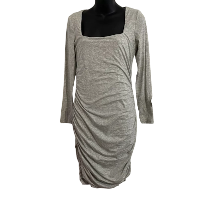 Kookai Womens  Size 2 (40-42 EU) Long Sleeve Scrunch Midi Dress Grey 