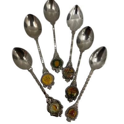 Vintage Souvenir Spoons Silver Plated 6 Pieces 