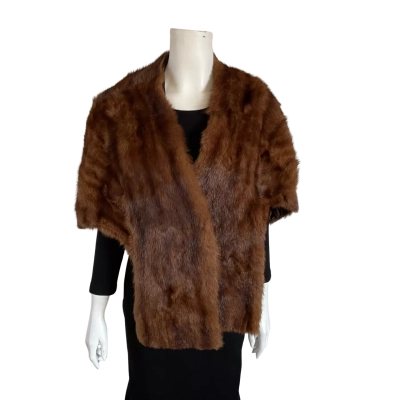  Womens Brown Vintage  Biber Furs Mink Stole (One Size)