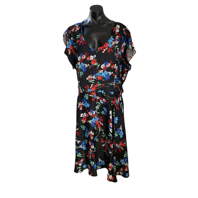 City Chic Womens  Size XL Casual Dress Black  / Floral 