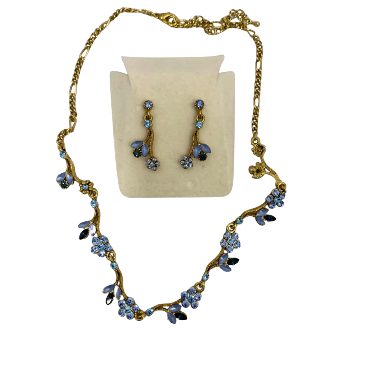 Antique Reproductions Blue/Gold Earrings and Necklace Set in Box(s)