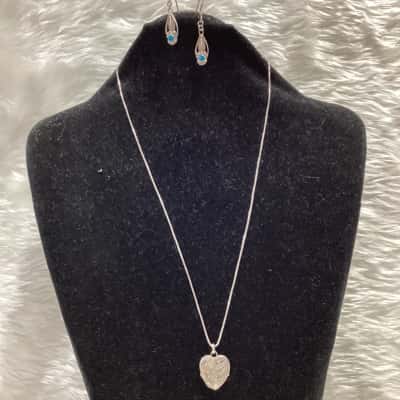  Womens Sterling Silver Earrings  & Necklace