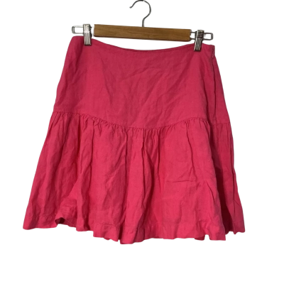 Country Road Womens Size 8 Bright Pink Linen Mini Skirt 