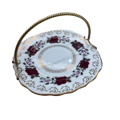 Bone China Colclough made in England plate with metal handle 