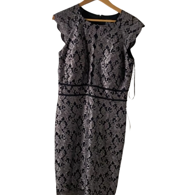  Womens  Size 10 Midi Dress Black  / Silver 
