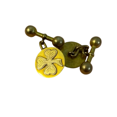9ct Clover Embossed Bar Bell Cufflinks