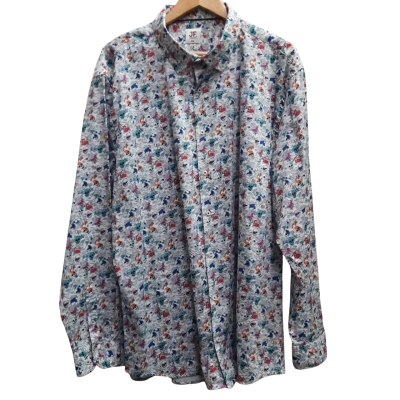 JF JIMMY FOX Skulls and Bones Print Slim Fit L/S Shirt in Size 4XL