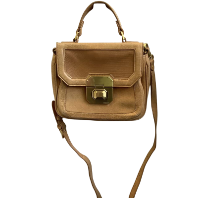 Mimco Womens Front Flap Leather Crossbody Bag Tan