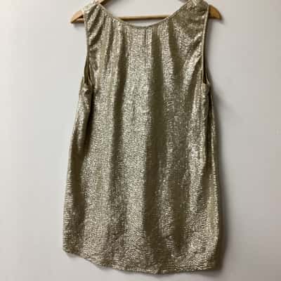 Sussan Womens  Size L Gold metalic top (j)