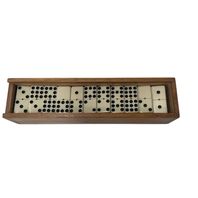 Vintage domino 55 piece set in wooden box