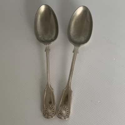 Antique Silver Plated Tablespoons - Fiddle, Thread & Shell Pattern - circa 1895