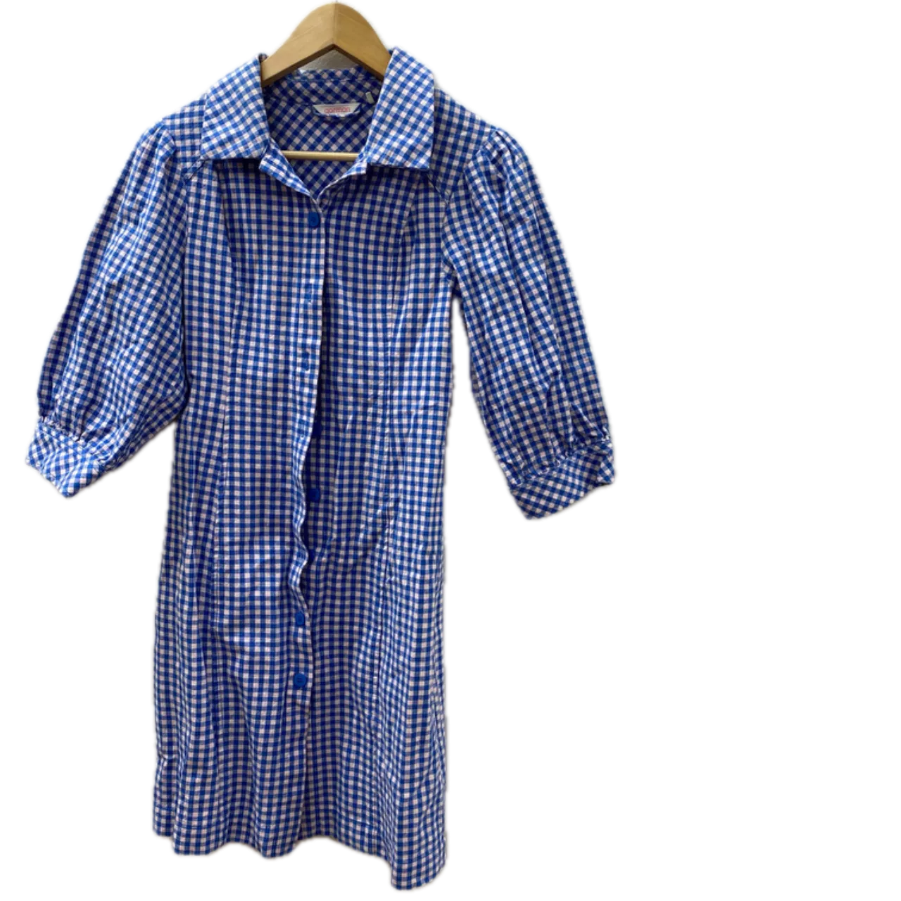 Gorman Womens Size 6 Short Sleeve Dress Blue / Checked / White - Used Very Good