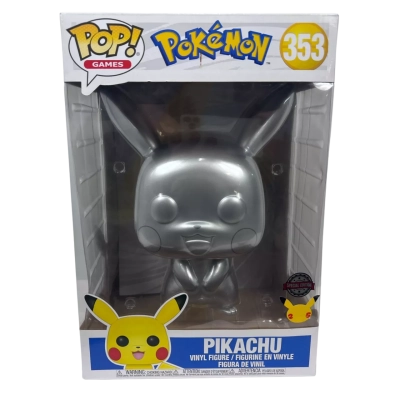Funko Pop! Games Pokémon Pikachu Silver Metallic 10-inch Jumbo Vinyl Figure (#353)