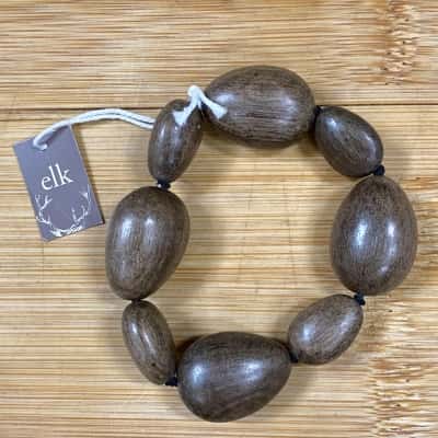 ELK Chocolate Brown Wooden Beaded Bracelet