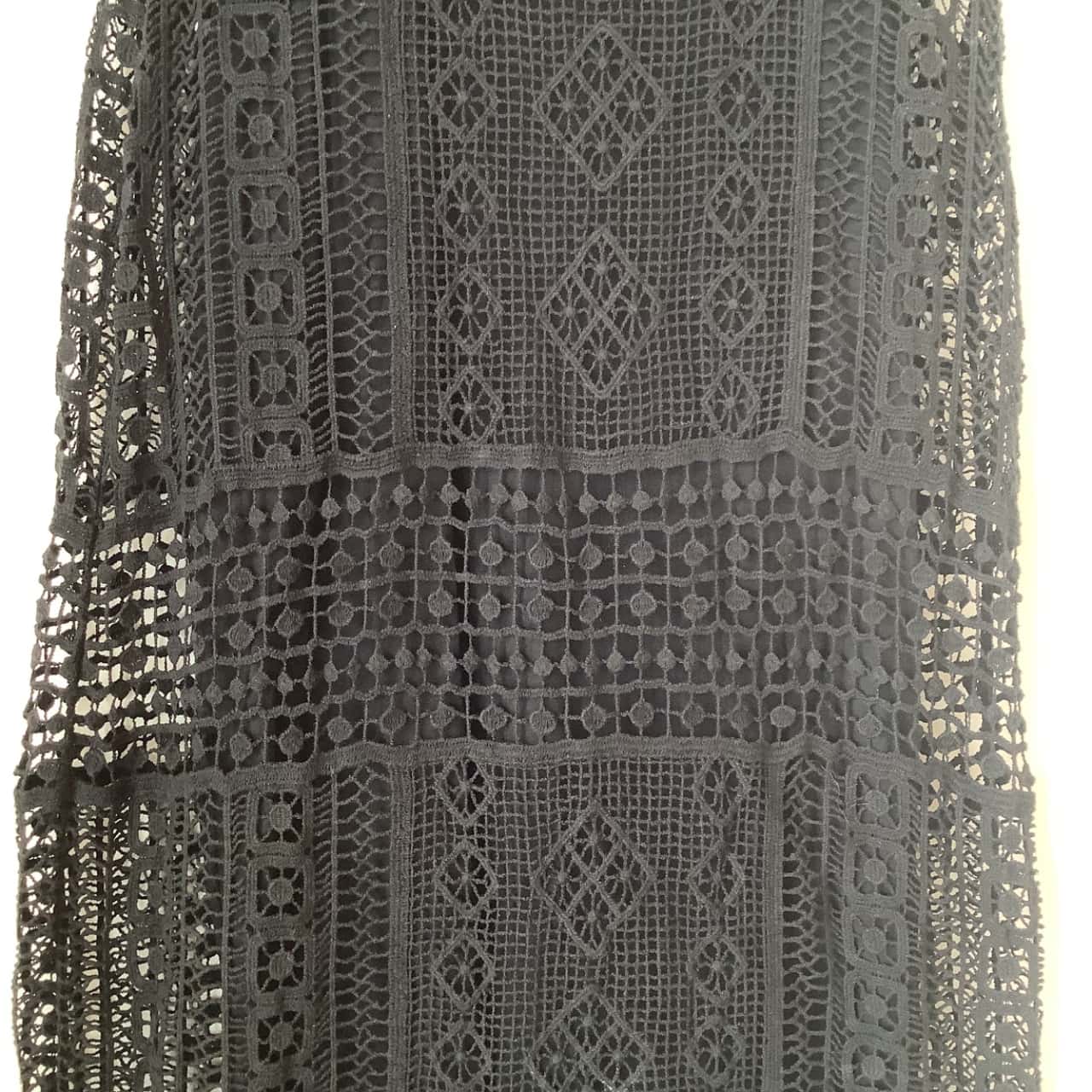 Ralph Lauren. Black Crochet Fringe Dress Size M (s)