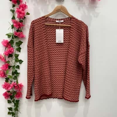 Angie Womens Pink / Rose Gold Cardigan Size M