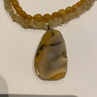 Natural Yellow Quartz Necklace Yellow With Quartz Slice  
