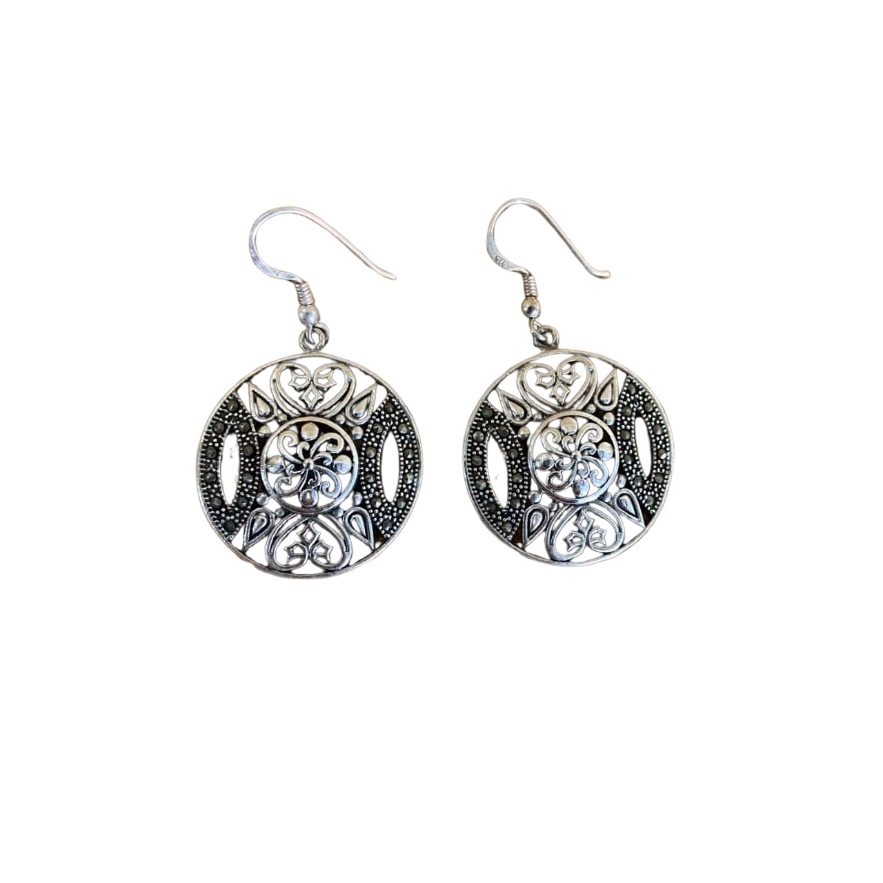 Orecchini Di Ametista, Marcasite E Argento 925 - Orecchini Ametista Marcasite E Argento 925