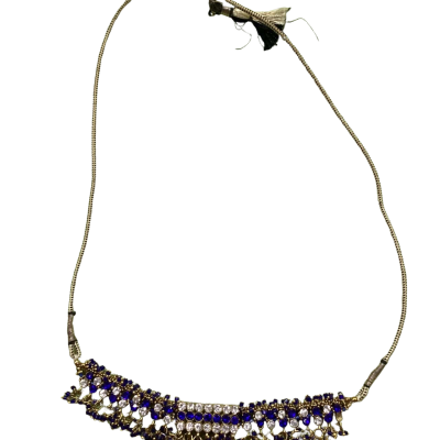  Womens Blue / Gold / Navy Blue / White necklace (jb)