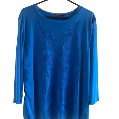 Liz Jordan Womens  Size XL Long Sleeve Shirt Blue / Pattern 