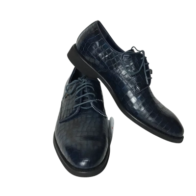  Mens  Size 9?  Blue Leather Crocodile Skin Look Shoe