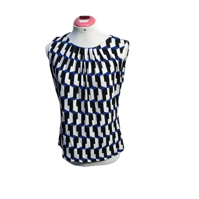 Calvin Klein Womens  Size S Blouse Black  / Blue / White 