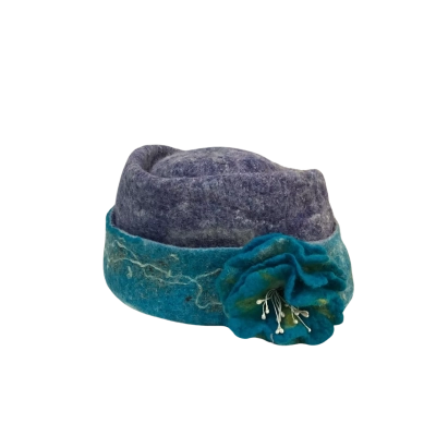 Women's One Size Handmade Blue Felt Hat